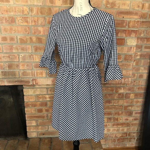 Black and White Check Tie Back Dress - Picture 4 of 6